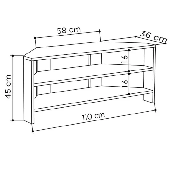 Έπιπλο τηλεόρασης γωνιακό Thales  χρώμα black wood 110x36x45εκ.