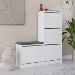 Παπουτσοθήκη Dude  χρώμα λευκό 104,8x26x118,5εκ.