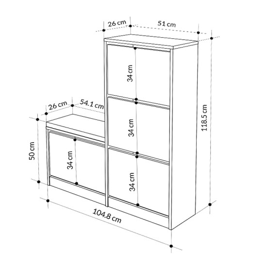 Παπουτσοθήκη μελαμίνης Dude  χρώμα λευκό 104,8x26x118,5εκ.