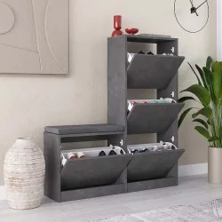 Παπουτσοθήκη Dude  χρώμα γκρι ρετρό104,8x26x118,5εκ.