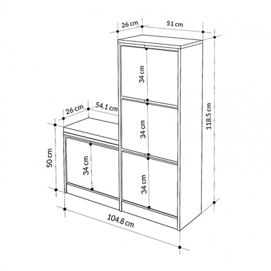 Παπουτσοθήκη Dude  χρώμα γκρι ρετρό104,8x26x118,5εκ. Παπουτσοθήκη Dude  χρώμα γκρι ρετρό104,8x26x118,5εκ.