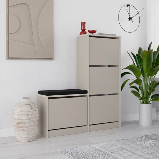 Παπουτσοθήκη Dude  χρώμα sandstone 104,8x26x118,5εκ.