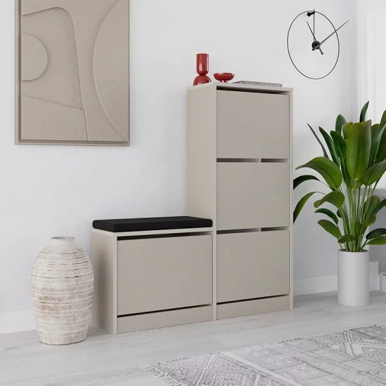 Παπουτσοθήκη Dude  χρώμα sandstone 104,8x26x118,5εκ.