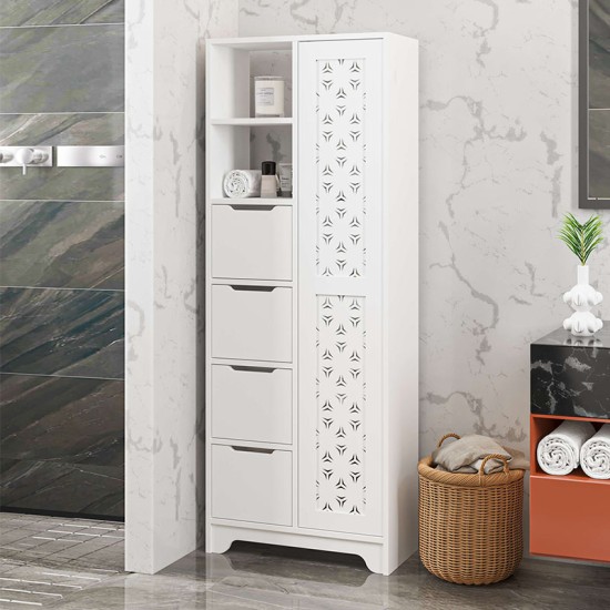Ντουλάπι κουζίνας/μπάνιου Yada Maxi Megapap από μελαμίνη χρώμα λευκό 65,4x29,6x172,6εκ. - 0230423