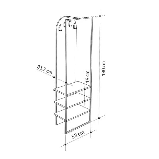 Έπιπλο εισόδου Archy  χρώμα sapphire oak 53x31,7x180εκ.