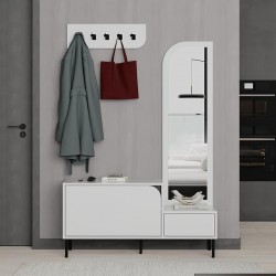 Έπιπλο εισόδου Mila  με κρεμάστρα χρώμα λευκό 120x37x171,6εκ.