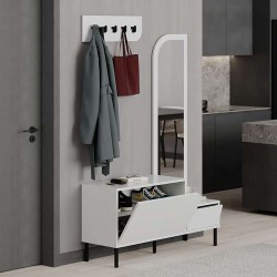 Έπιπλο εισόδου Mila  με κρεμάστρα χρώμα λευκό 120x37x171,6εκ.