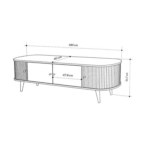 Έπιπλο τηλεόρασης Gentle  χρώμα sapphire oak 180x40x52εκ.