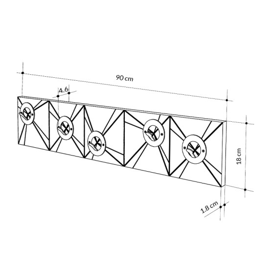 Κρεμάστρα τοίχου Vizy Megapap χρώμα λευκό 90x1,8x18εκ. - 0241579