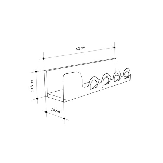 Κρεμάστρα τοίχου Liora  χρώμα sapphire oak 63x14x14εκ.