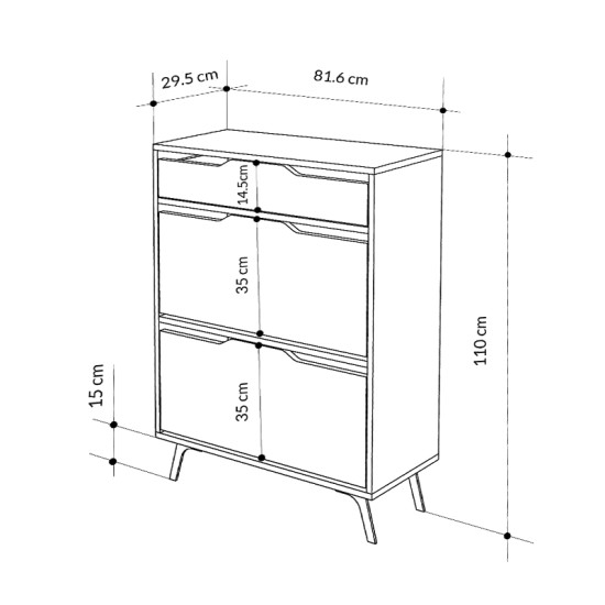 Παπουτσοθήκη Asta Megapap χρώμα λευκό 81,6x29,5x110εκ. - 0241566