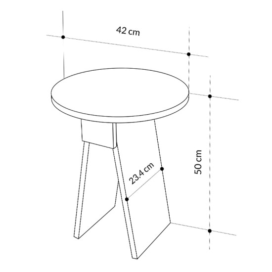 Βοηθητικό τραπεζάκι Chen Megapap χρώμα γκρι ρετρό Φ42x50εκ. - 0241571