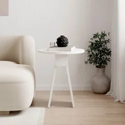 Τραπεζάκι βοηθητικό Chen  χρώμα λευκό Ø42x50εκ.