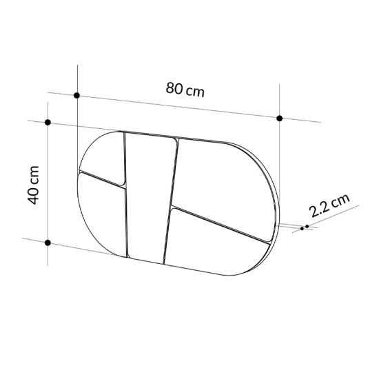 Καθρέπτης τοίχου Otis Megapap χρώμα μαύρο 80x2,2x40εκ. - 0241570