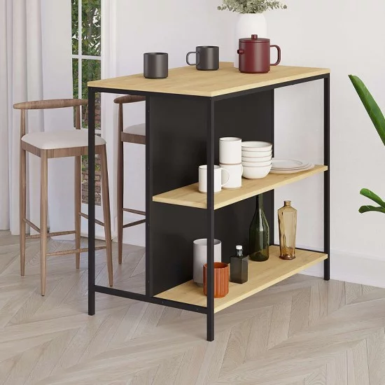Τραπέζι μπαρ Detroit χρώμα sapphire oak - silky black 100x60x95εκ. Τραπέζι μπαρ Detroit χρώμα sapphire oak - silky black 100x60x95εκ.