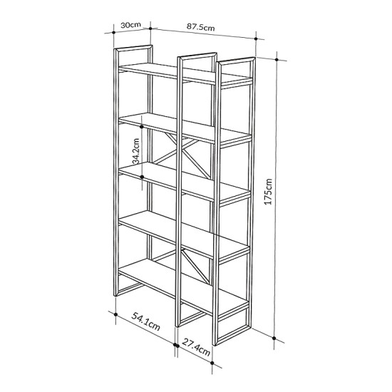 Βιβλιοθήκη Dusan  χρώμα sepet oak 87,5x30x175εκ.