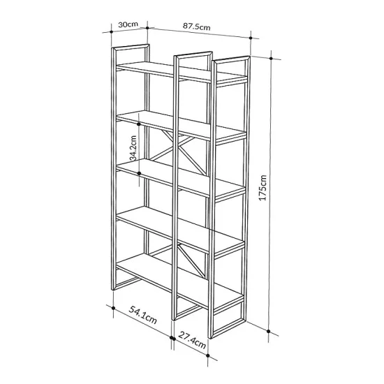 Βιβλιοθήκη Dusan  χρώμα sepet oak 87,5x30x175εκ.