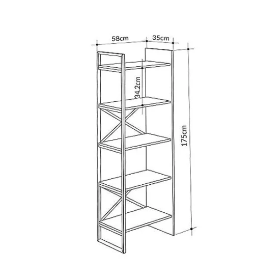 Βιβλιοθήκη Detroit  χρώμα sapphire oak - silky black 58x35,2x175εκ.