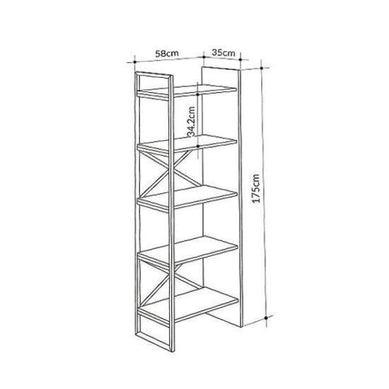 Βιβλιοθήκη Detroit  χρώμα sapphire oak - silky black 58x35,2x175εκ.