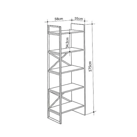 Βιβλιοθήκη Detroit  χρώμα sapphire oak - silky black 58x35,2x175εκ.