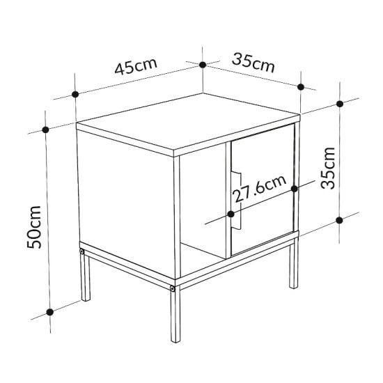 Κομοδίνο Glynn  χρώμα λευκό 45x35x50εκ. - 0249803