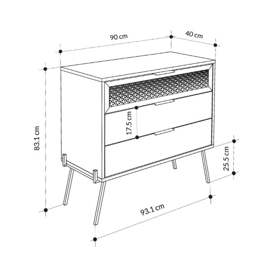 Συρταριέρα Naive  χρώμα sapphire oak 93,1x40x83,1εκ.