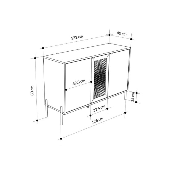 Μπουφές Naive  χρώμα sapphire oak 126x40x80εκ.