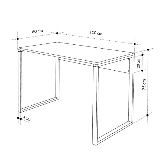 Γραφείο εργασίας Inna  χρώμα γκρι ρετρό - silky black 110x60x75εκ.