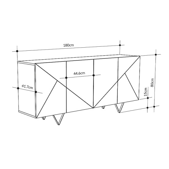 Μπουφές Jakomen  χρώμα ανοιχτό καρυδί 180x41,7x80εκ.