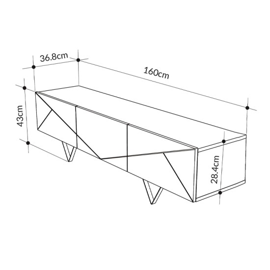 Έπιπλο τηλεόρασης Jakomen  χρώμα ανοιχτό καρυδί 160x36,8x43εκ.