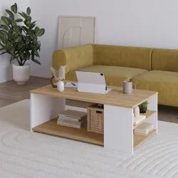 Τραπεζάκι σαλονιού Berg  χρώμα sapphire oak - λευκό 110x60x40εκ.