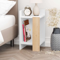 Κομοδίνο Elos  χρώμα λευκό - saphhire oak 30x31,7x55εκ.