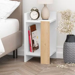 Κομοδίνο Elos  αριστερό χρώμα λευκό - saphhire oak 30x31,7x55εκ.