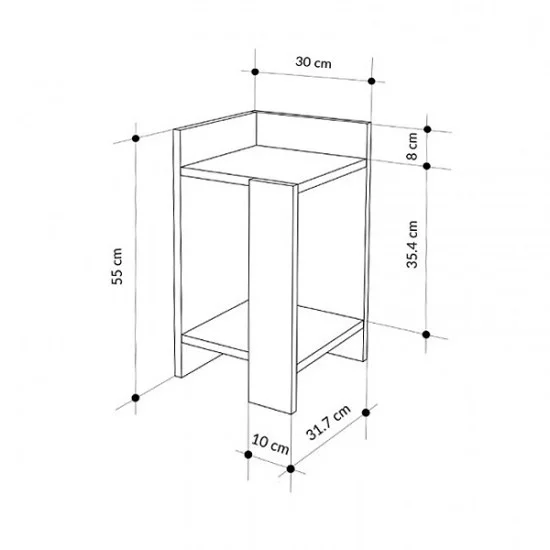 Κομοδίνο Elos  αριστερό χρώμα λευκό - saphhire oak 30x31,7x55εκ.