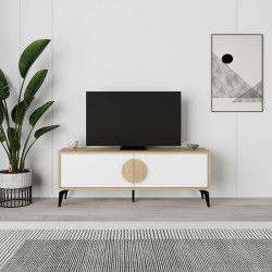 Έπιπλο τηλεόρασης Gora  χρώμα sapphire oak - λευκό 140x35,6x51εκ.