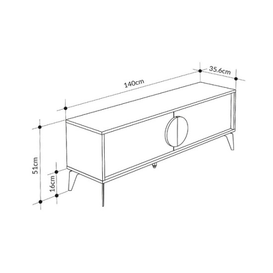 Έπιπλο τηλεόρασης Gora  χρώμα sapphire oak - λευκό 140x35,6x51εκ.