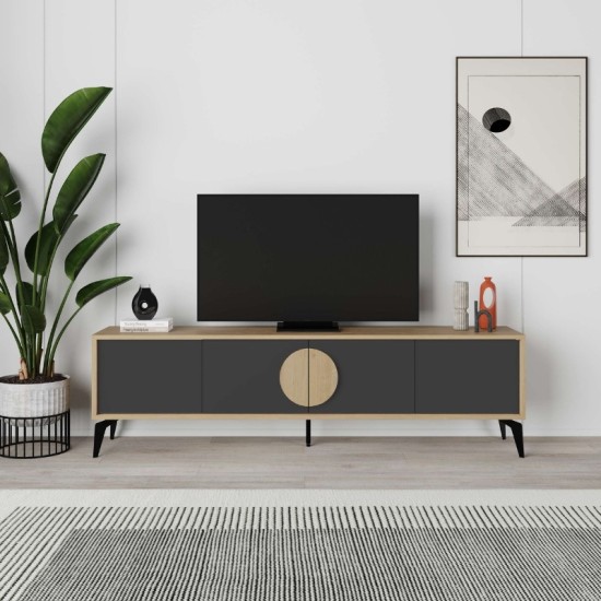 Έπιπλο τηλεόρασης Gora χρώμα sapphire oak - silky black 180x35,6x51εκ. Έπιπλο τηλεόρασης Gora χρώμα sapphire oak - silky black 180x35,6x51εκ.