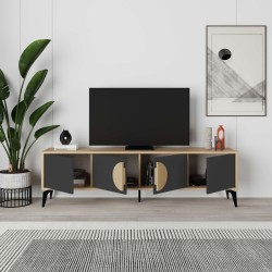 Έπιπλο τηλεόρασης Gora  χρώμα sapphire oak - silky black 180x35,6x51εκ.