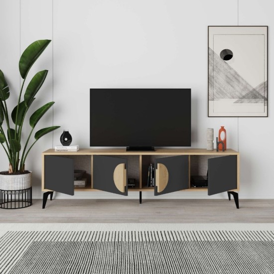 Έπιπλο τηλεόρασης Gora χρώμα sapphire oak - silky black 180x35,6x51εκ. Έπιπλο τηλεόρασης Gora χρώμα sapphire oak - silky black 180x35,6x51εκ.