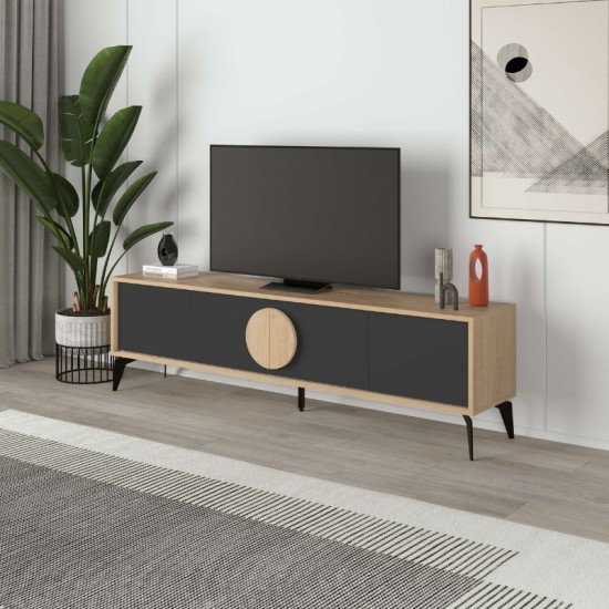Έπιπλο τηλεόρασης Gora χρώμα sapphire oak - silky black 180x35,6x51εκ. Έπιπλο τηλεόρασης Gora χρώμα sapphire oak - silky black 180x35,6x51εκ.