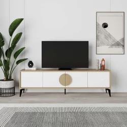 Έπιπλο τηλεόρασης Gora  χρώμα sapphire oak - λευκό 180x35,6x51εκ.