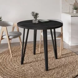 Τραπέζι Xana  χρώμα black wood Ø90x77,5εκ.