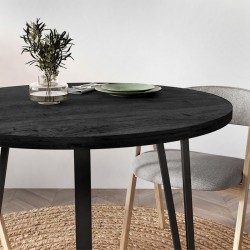 Τραπέζι Xana  χρώμα black wood Ø90x77,5εκ.