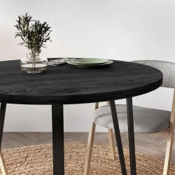 Τραπέζι Xana  χρώμα black wood Ø90x77,5εκ.