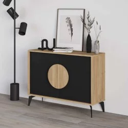 Μπουφές Gora  χρώμα sapphire oak - silky black 110x40x82εκ.