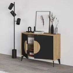 Μπουφές Gora  χρώμα sapphire oak - silky black 110x40x82εκ.