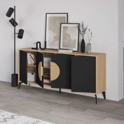 Μπουφές Gora  χρώμα sapphire oak - silky black 180x40x82εκ.