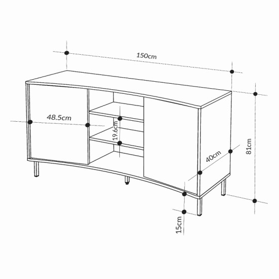 Μπουφές Frem  χρώμα ash green 150x40x81εκ.