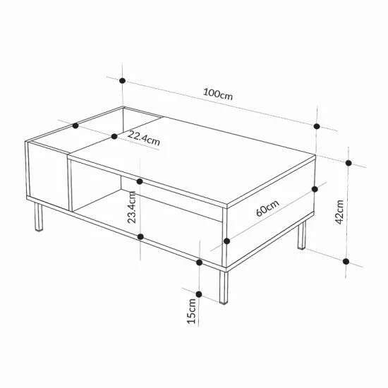 Τραπεζάκι σαλονιού Vena  χρώμα ash green 100x60x42εκ.