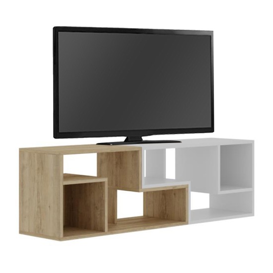 Έπιπλο τηλεόρασης Glis  πολυμορφικό χρώμα sapphire oak - λευκό 145x35x44,8εκ.